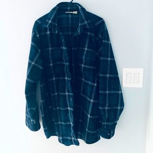 Men L.L Bean Navy Flannel Shirt Jacket
